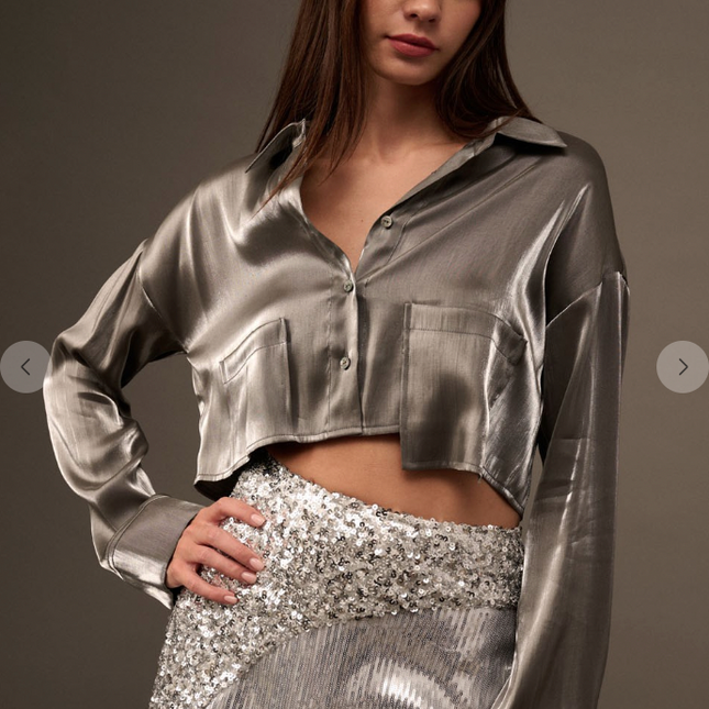 Metallic Crop Blouse