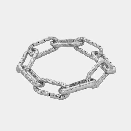 Silver Textured Paperclip Bracelet