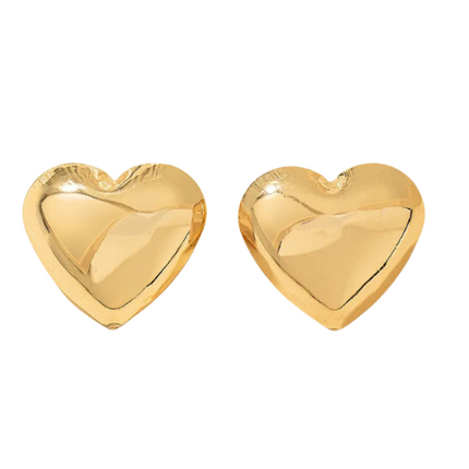 Oversized Gold Plated Puffy Heart Earrings