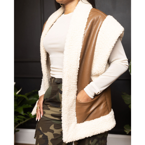 Faux Shearling & Leather Vest