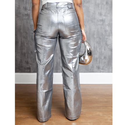 Metallic Cargo Pants